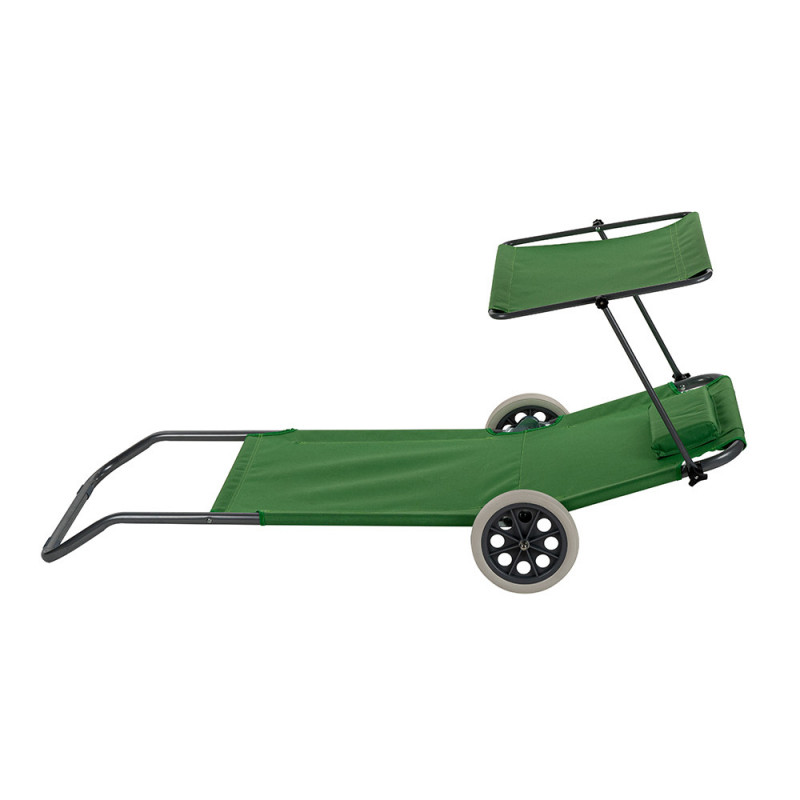 Set de 4 șezlonguri cu copertină Muhler 1005988, 147 x 52 x 24 cm, până la 90 kg, pliabil, cu roți, verde