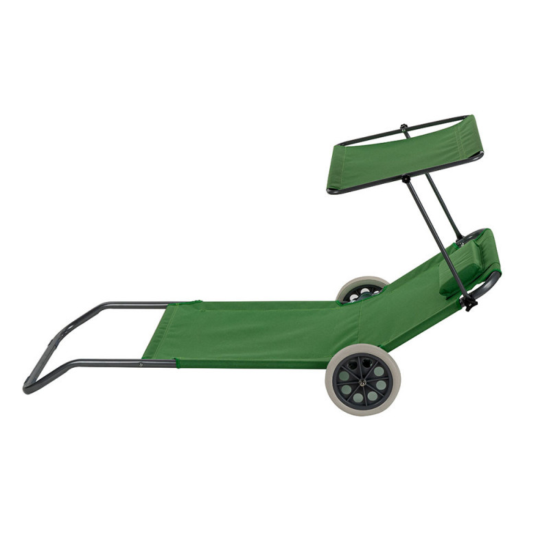 Set de 4 șezlonguri cu copertină Muhler 1005988, 147 x 52 x 24 cm, până la 90 kg, pliabil, cu roți, verde
