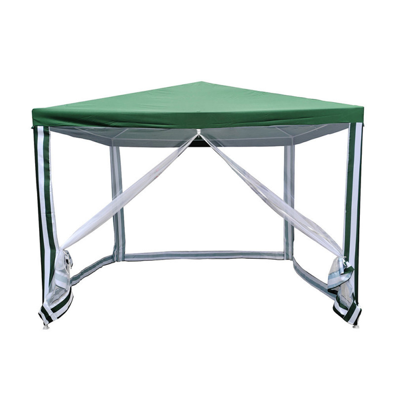 Cort de grădină Muhler G1015-NET, 300x300 cm, Plase laterale, Verde/alb