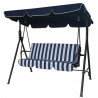 Leagăn de grădină Muhler C1006, 155 x 110 x 172 cm, până la 250 kg, pentru trei persoane, țevi din oțel, alb/albastru