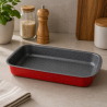 Tava de copt Oliver Voltz Florence OV51222B35S, 35x24x5,5 cm, Acoperire marmura, Fara PFOA, Rosu