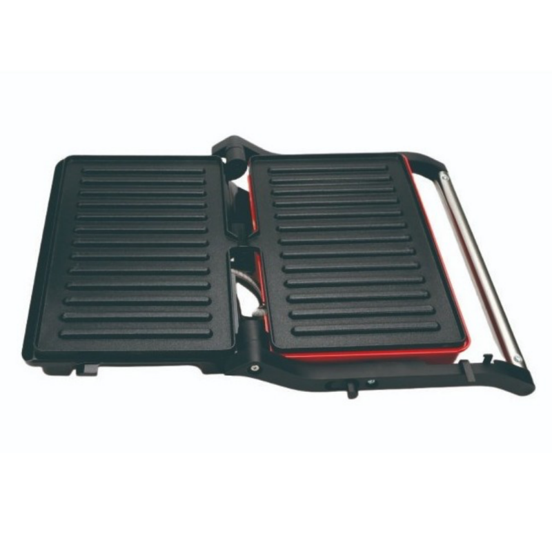 Aparat pentru sandvisuri / sandwich maker Panini Oliver Voltz OV51442R, 1000 W, Placi antiaderente, Deschidere la 180°, Tava pentru grasime, Rosu