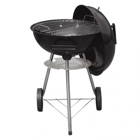 Gratar pe carbuni Kinghoff KH 2033, Ventilatie reglabila, Roti, Otel, Negru