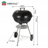Gratar pe carbuni Kinghoff KH 2033, Ventilatie reglabila, Roti, Otel, Negru