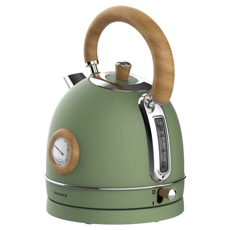 Ceainic electric Klausberg KB 9008, 2200 W, 1,8 l, Baza rotativa la 360°, Indicator de nivel al apei, Termometru, Verde
