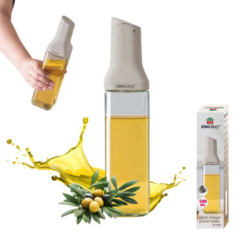 Sticla pentru sosuri Kinghoff KH 2004, 500 ml, Cu dozator, Inchidere etansa, Bej
