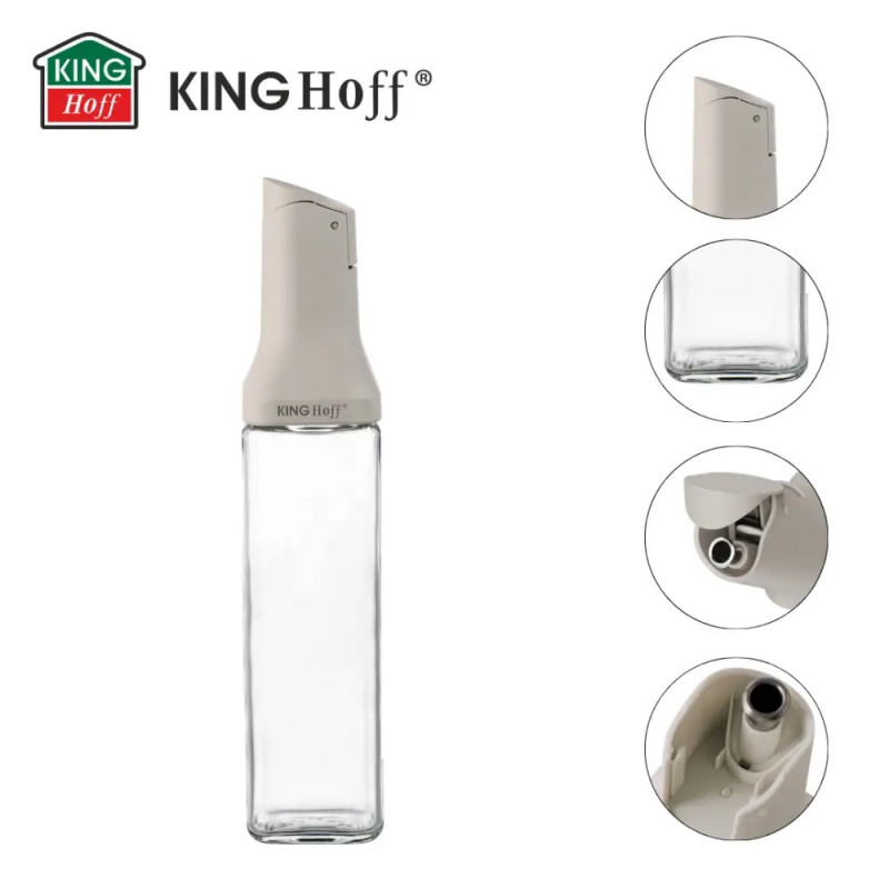 Sticla pentru sosuri Kinghoff KH 2004, 500 ml, Cu dozator, Inchidere etansa, Bej