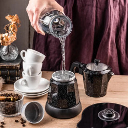 Aparat electric de cafea cubanez Klausberg KB 7998, 500 W, 6 cesti, Element de incalzire incorporat, Supapă de siguranta, Negru