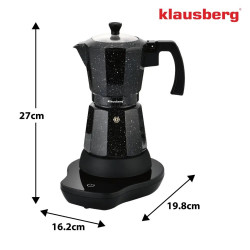 Aparat electric de cafea cubanez Klausberg KB 7998, 500 W, 6 cesti, Element de incalzire incorporat, Supapă de siguranta, Negru