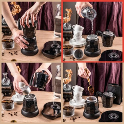 Aparat electric de cafea cubanez Klausberg KB 7998, 500 W, 6 cesti, Element de incalzire incorporat, Supapă de siguranta, Negru