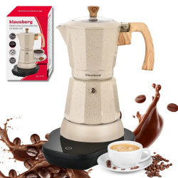 Aparat electric de cafea cubanez Klausberg KB 7999, 500 W, 6 cesti, Element de incalzire incorporat, Supapa de siguranta, Bej