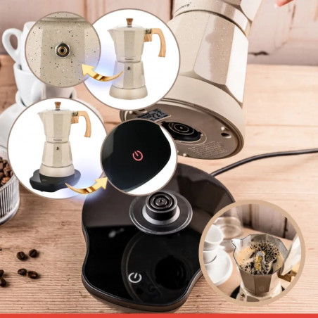Aparat electric de cafea cubanez Klausberg KB 7999, 500 W, 6 cesti, Element de incalzire incorporat, Supapa de siguranta, Bej