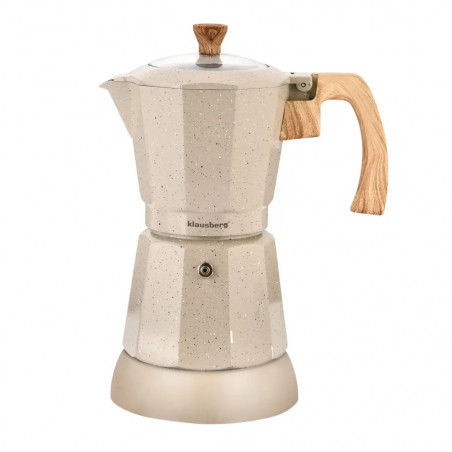 Aparat electric de cafea cubanez Klausberg KB 7999, 500 W, 6 cesti, Element de incalzire incorporat, Supapa de siguranta, Bej