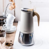 Aparat electric de cafea espresso cubanez Klausberg KB 7997, 600 ml, 12 cesti, Supapa de siguranta, Otel, Inductie, Bej