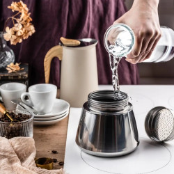Aparat electric de cafea espresso cubanez Klausberg KB 7997, 600 ml, 12 cesti, Supapa de siguranta, Otel, Inductie, Bej