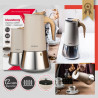 Aparat electric de cafea espresso cubanez Klausberg KB 7997, 600 ml, 12 cesti, Supapa de siguranta, Otel, Inductie, Bej