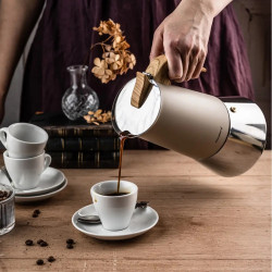 Aparat electric de cafea espresso cubanez Klausberg KB 7997, 600 ml, 12 cesti, Supapa de siguranta, Otel, Inductie, Bej