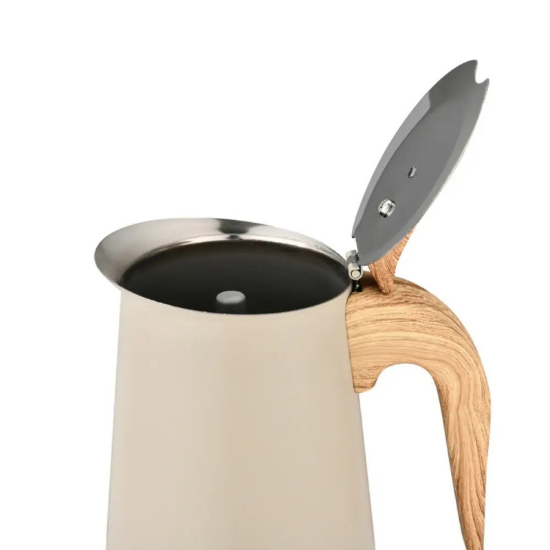 Aparat electric de cafea espresso cubanez Klausberg KB 7997, 600 ml, 12 cesti, Supapa de siguranta, Otel, Inductie, Bej