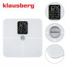 Cântar-analizor Klausberg KB 7941, până la 180 kg, BIA, Bluetooth, ecran LCD, sticlă securizată, Smart, alb