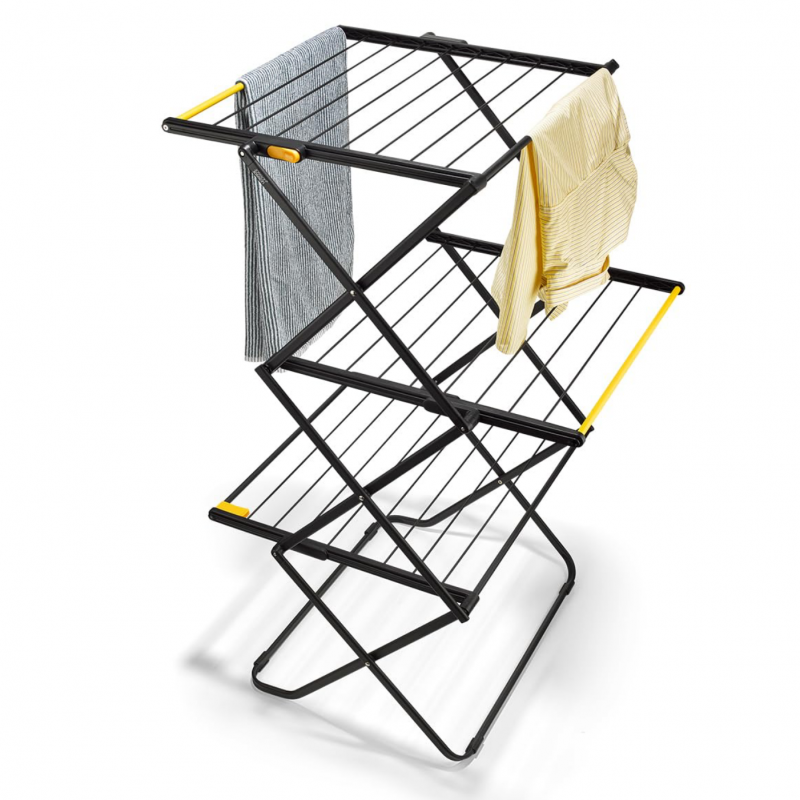 Uscator de rufe Joseph Joseph AirFrame™ 5000024, 16 m, 3 nivele, Pliabil, Mecanism de blocare, Negru/Galben