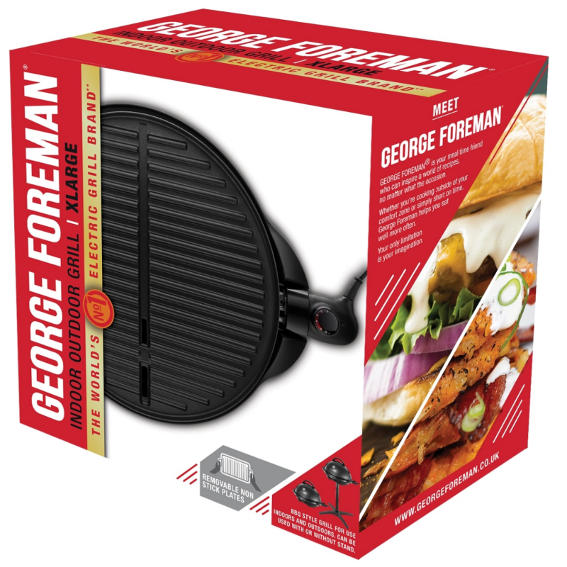 Grătar electric George Foreman 22460-56, 2400 W, 44,5 cm, 15 porții, 5 niveluri de temperatură, strat antiaderent, negru