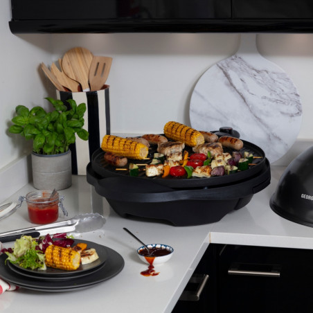 Grătar electric George Foreman 22460-56, 2400 W, 44,5 cm, 15 porții, 5 niveluri de temperatură, strat antiaderent, negru
