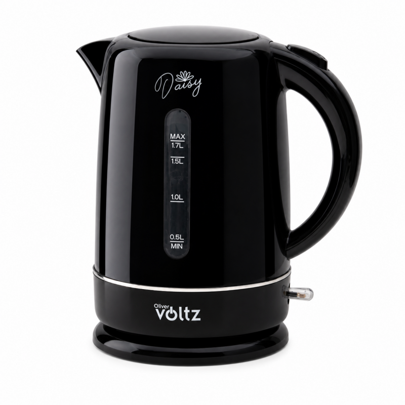 Cana electrica Oliver Voltz Daisy OV51230W, 2200W, 1.7 L, Oprire automată, Negru
