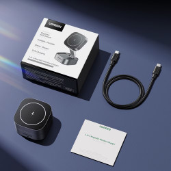 Încărcător wireless cu inducție 3-în-1 UGREEN W526, putere maximă 25 W, MagSafe, 7,5 W/iOS, USB-C, negru