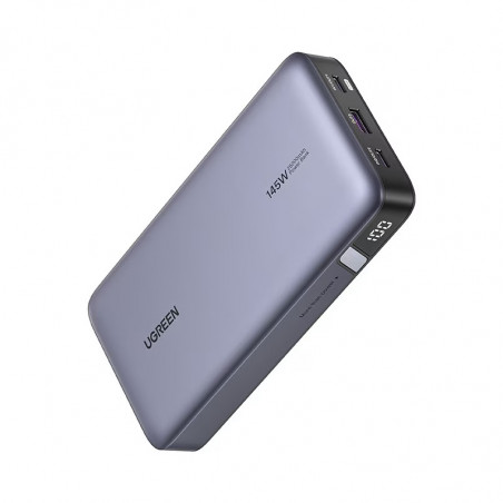 Baterie externă UGREEN PB205, 25000 mAh, PD 3.1 145 W, ecran digital cu LED, potrivită pentru călătoriile cu avionul, USB-C, gri