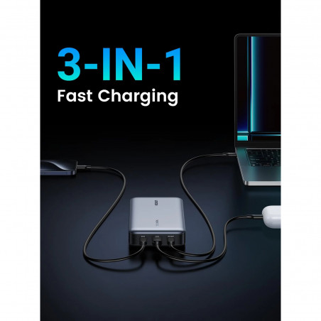 Baterie externă UGREEN PB205, 25000 mAh, PD 3.1 145 W, ecran digital cu LED, potrivită pentru călătoriile cu avionul, USB-C, gri
