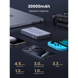 Baterie externă UGREEN PB720, 20000 mAh, PD 3.0 100 W, ecran digital cu LED, potrivită pentru călătoriile cu avionul, USB-C, gri