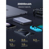 Baterie externă UGREEN PB720, 20000 mAh, PD 3.0 100 W, ecran digital cu LED, potrivită pentru călătoriile cu avionul, USB-C, gri