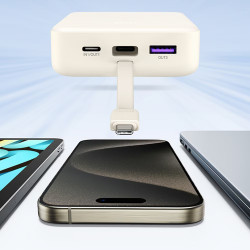 Baterie externă UGREEN PB505, 20000 mAh, PD 3.0 22,5 W, cablu integrat, indicator LED digital, potrivită pentru călătoriile cu avionul, gri