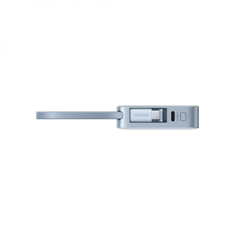 Baterie externă UGREEN PB773, 10000 mAh, PD 30 W, Qi2 25 W, Magflow, afișaj digital LED, cablu integrat, USB-C, albastru