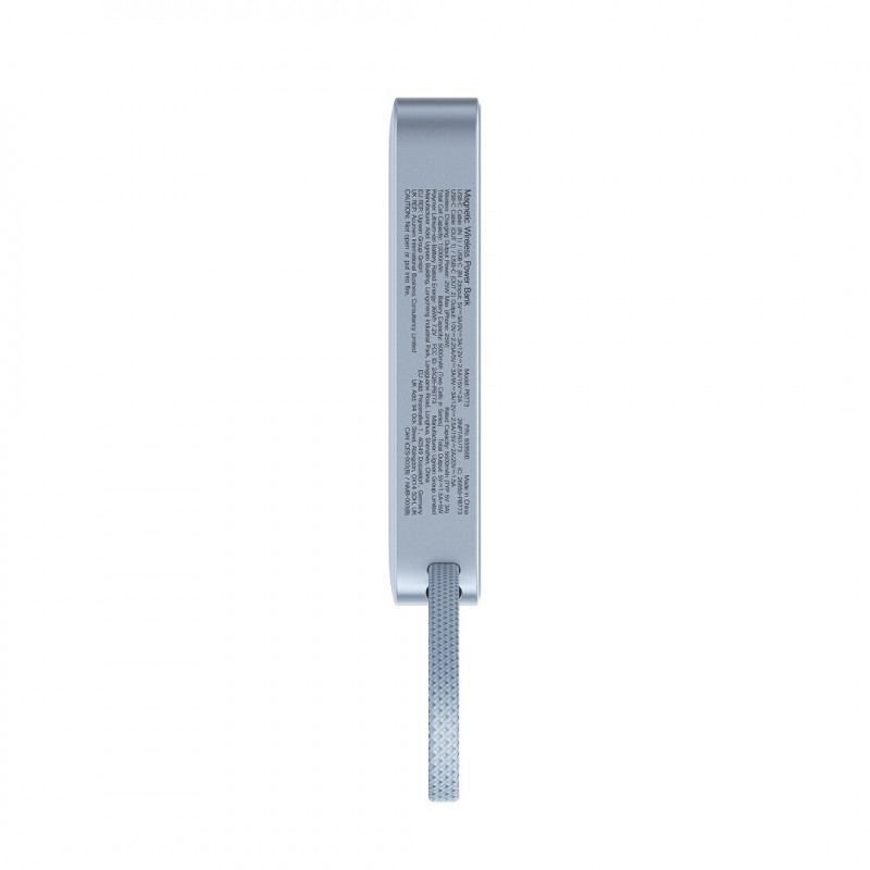 Baterie externă UGREEN PB773, 10000 mAh, PD 30 W, Qi2 25 W, Magflow, afișaj digital LED, cablu integrat, USB-C, albastru