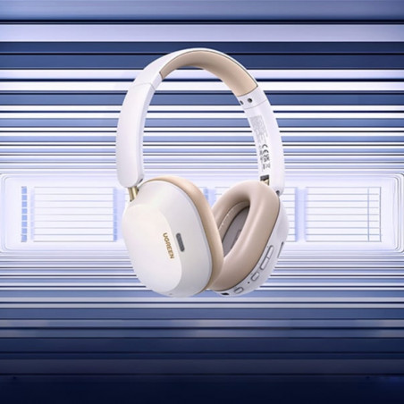 Casti fara fir UGREEN HiTune ANC Max5c HP203, Pana la 75 de ore, Spatial Audio, Hi-Res, Anulare hibrida a zgomotului (ANC), Pliabile, Alb