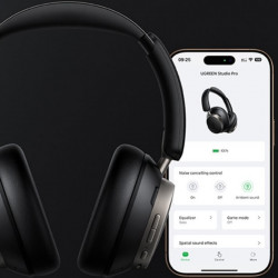 Căști fără fir UGREEN ANC HP206 StudioPro, până la 120 de ore, Hi-Res, LDAC, Spatial Audio, Game Mode, 8 moduri EQ, încărcare rapidă, negru