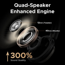 Căști fără fir UGREEN ANC HP206 StudioPro, până la 120 de ore, Hi-Res, LDAC, Spatial Audio, Game Mode, 8 moduri EQ, încărcare rapidă, negru