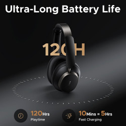 Căști fără fir UGREEN ANC HP206 StudioPro, până la 120 de ore, Hi-Res, LDAC, Spatial Audio, Game Mode, 8 moduri EQ, încărcare rapidă, negru