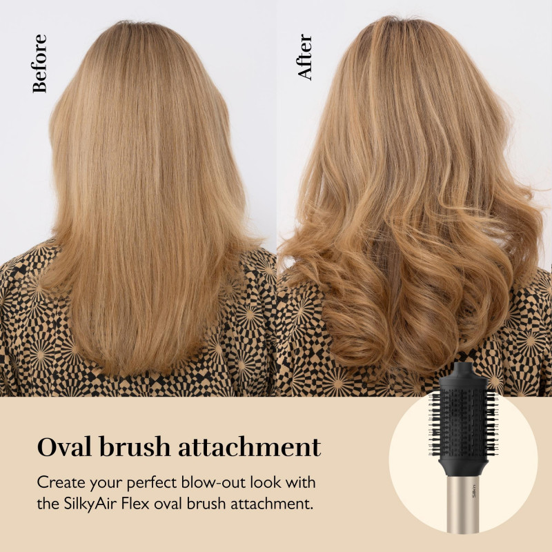Aparat de coafat și uscat păr 8-în-1 Silk'n SilkyAir Flex SIF8PE1001, 1300 W, ondulare automată și reglare a temperaturii, 39-90 °C, 3 viteze, autocurățare, ionizare, negru/auriu