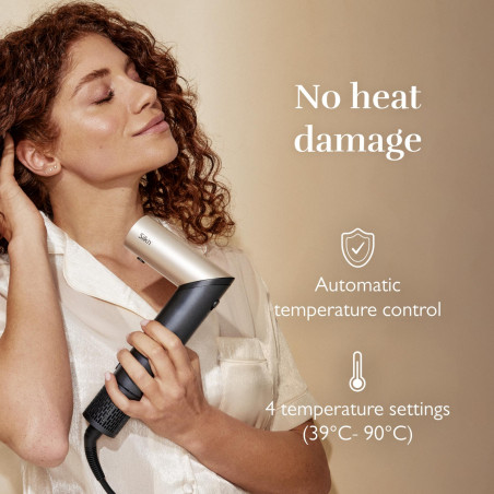 Aparat de coafat și uscat păr 8-în-1 Silk'n SilkyAir Flex SIF8PE1001, 1300 W, ondulare automată și reglare a temperaturii, 39-90 °C, 3 viteze, autocurățare, ionizare, negru/auriu