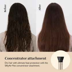 Aparat de coafat și uscat păr 8-în-1 Silk'n SilkyAir Flex SIF8PE1001, 1300 W, ondulare automată și reglare a temperaturii, 39-90 °C, 3 viteze, autocurățare, ionizare, negru/auriu