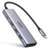 Statie de andocare 6in1 UGREEN CM511, PD 100 W, USB-C catre 3x USB-A/1x HDMI/1x SD/1x MicroSD, Pana la 4K la 60 fps, Gri