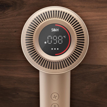 Uscător de păr Silk'n SilkyAir Pro HDB3PE1001, 1600 W, 76 km/h, 18 moduri, control automat al temperaturii, 39-98 °C, ionizare, 3 accesorii, LED, roz auriu