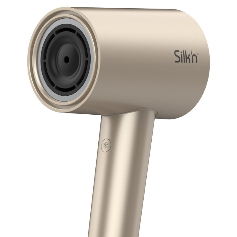 Uscător de păr Silk'n SilkyAir Pro HDB3PE1001, 1600 W, 76 km/h, 18 moduri, control automat al temperaturii, 39-98 °C, ionizare, 3 accesorii, LED, roz auriu