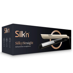 Placă de îndreptat părul Silk'n SilkyStraight SIS1PE1001, 45 W, 12 setări de temperatură, afișaj LED, plăci din titan, tehnologie cu infraroșu, ionizare, 120-230 °C, memorie, aur roz