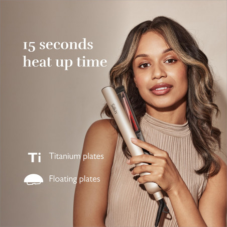 Placă de îndreptat părul Silk'n SilkyStraight SIS1PE1001, 45 W, 12 setări de temperatură, afișaj LED, plăci din titan, tehnologie cu infraroșu, ionizare, 120-230 °C, memorie, aur roz
