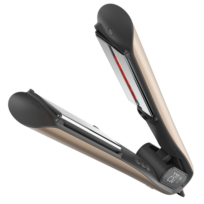 Placă de îndreptat părul Silk'n SilkyStraight SIS1PE1001, 45 W, 12 setări de temperatură, afișaj LED, plăci din titan, tehnologie cu infraroșu, ionizare, 120-230 °C, memorie, aur roz
