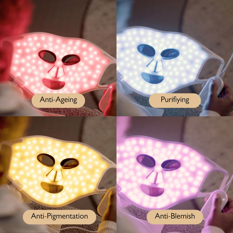 Mască fototerapeutică pentru față Silk'n LED Face Mask 100 FLM100PE1001, autonomie de 130 de minute, 4 moduri, sesiune de 10 minute, design flexibil, alb
