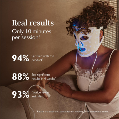 Mască fototerapeutică pentru față Silk'n LED Face Mask 100 FLM100PE1001, autonomie de 130 de minute, 4 moduri, sesiune de 10 minute, design flexibil, alb